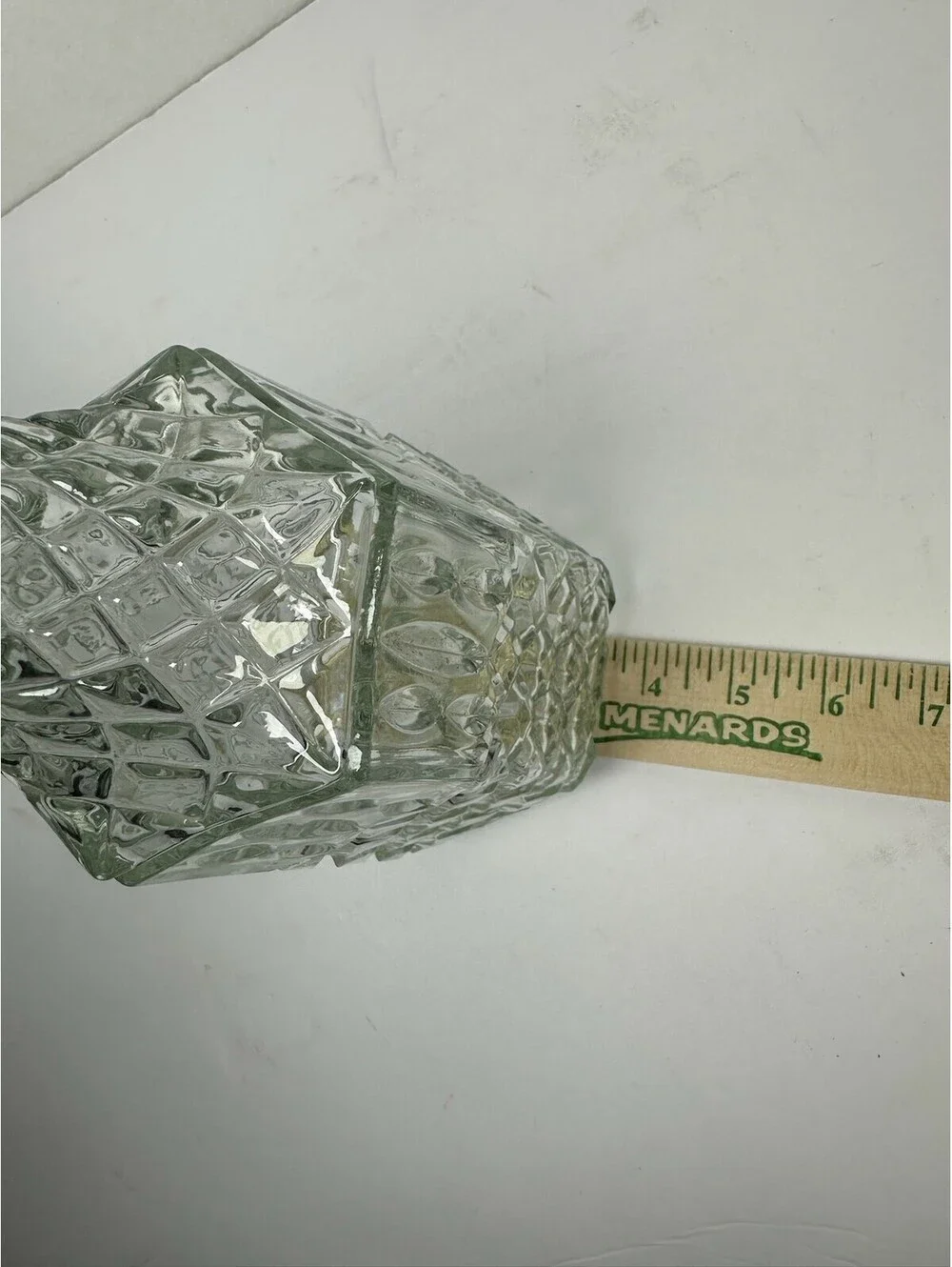 Vintage Clear Glass Decanter Diamond Cut Pattern Barware C 13